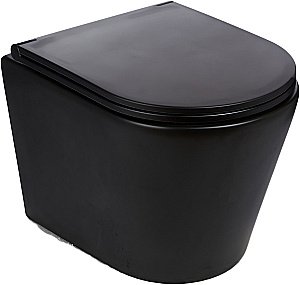 Унитаз подвесной WeltWasser MARBERG 507 + SALZBACH 043 MT-BL + MAR 507 SE GL-WT черный матовый, безободковый, с крышкой микролифт, слив торнадо, с инсталляцией и белой глянцевой кнопкой купить в интернет-магазине Sanbest