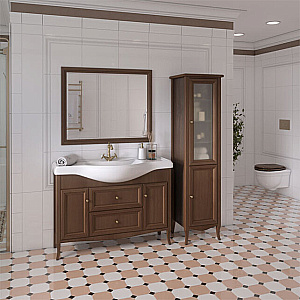 Тумба с раковиной Caprigo Lion 120 две двери, два ящика, античный орех для ванной в интернет-магазине Sanbest