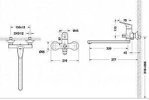 Смеситель для ванны Bravat DROP F64898C-L купить в интернет-магазине сантехники Sanbest