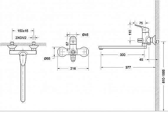 Смеситель для ванны Bravat DROP F64898C-L купить в интернет-магазине сантехники Sanbest