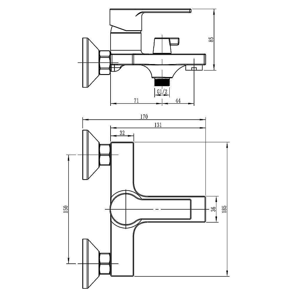 Смеситель для ванны Loranto NORMA LR30501001 Хром купить в интернет-магазине сантехники Sanbest