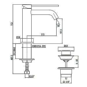 Смеситель для раковины Gattoni Circle Two 9142/91NO купить в интернет-магазине сантехники Sanbest