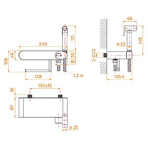 Гигиенический душ RGW Shower Panels SP-222B 581408222-04 черный купить в интернет-магазине сантехники Sanbest