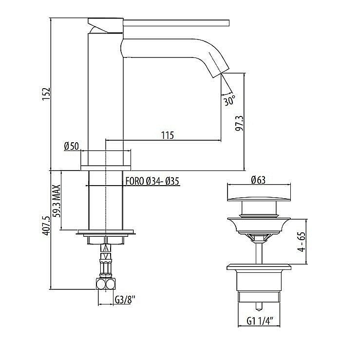 Смеситель для раковины Gattoni Circle Two 9142/91NO купить в интернет-магазине сантехники Sanbest