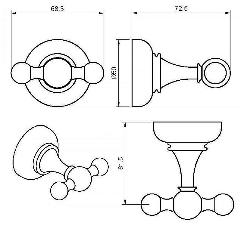 Крючок Cezares APHRODITE-DHK2-02-M бронза купить в интернет-магазине сантехники Sanbest