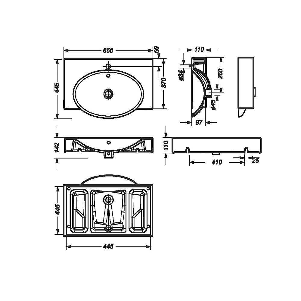 Раковина Sanita luxe Infinity 65 INF65SLWB01 белая купить в интернет-магазине Sanbest