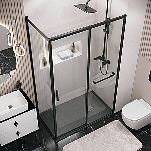 Душевой уголок Grossman Style 110х100 120.K33.05.1110.21.00 стекло прозрачное/профиль черный матовый купить в интернет-магазине Sanbest