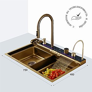 Кухонная мойка CeruttiSpa GLORIA Pro gold 75 CT11109 золото купить в интернет-магазине сантехники Sanbest