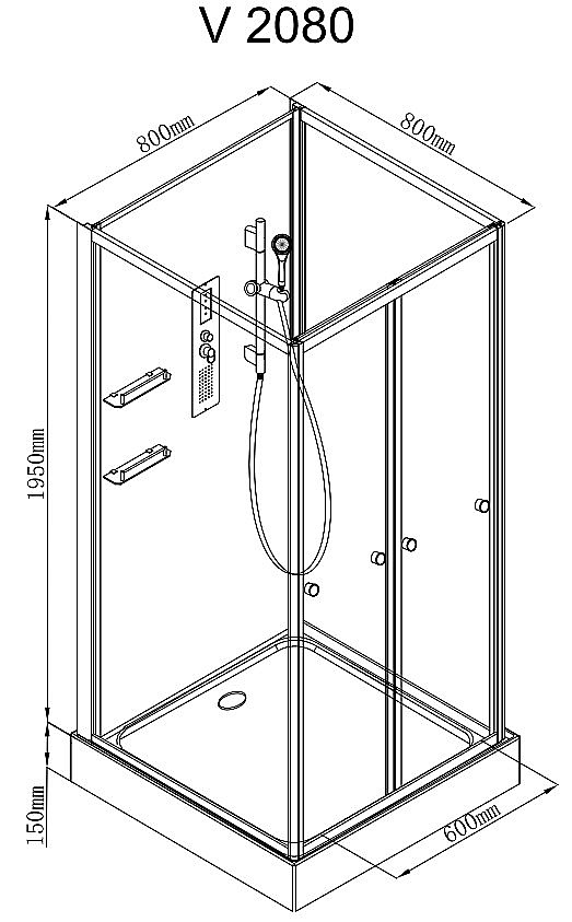 Душевая кабина AvaCan V Серия V2080N 80х80 без крыши купить в интернет-магазине Sanbest