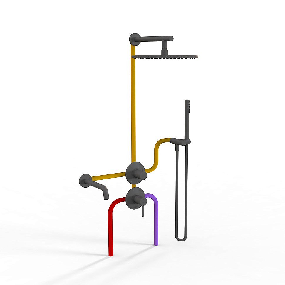 Душевая система PAINI Cox 78PZSET36911SHBATH черная матовая купить в интернет-магазине сантехники Sanbest