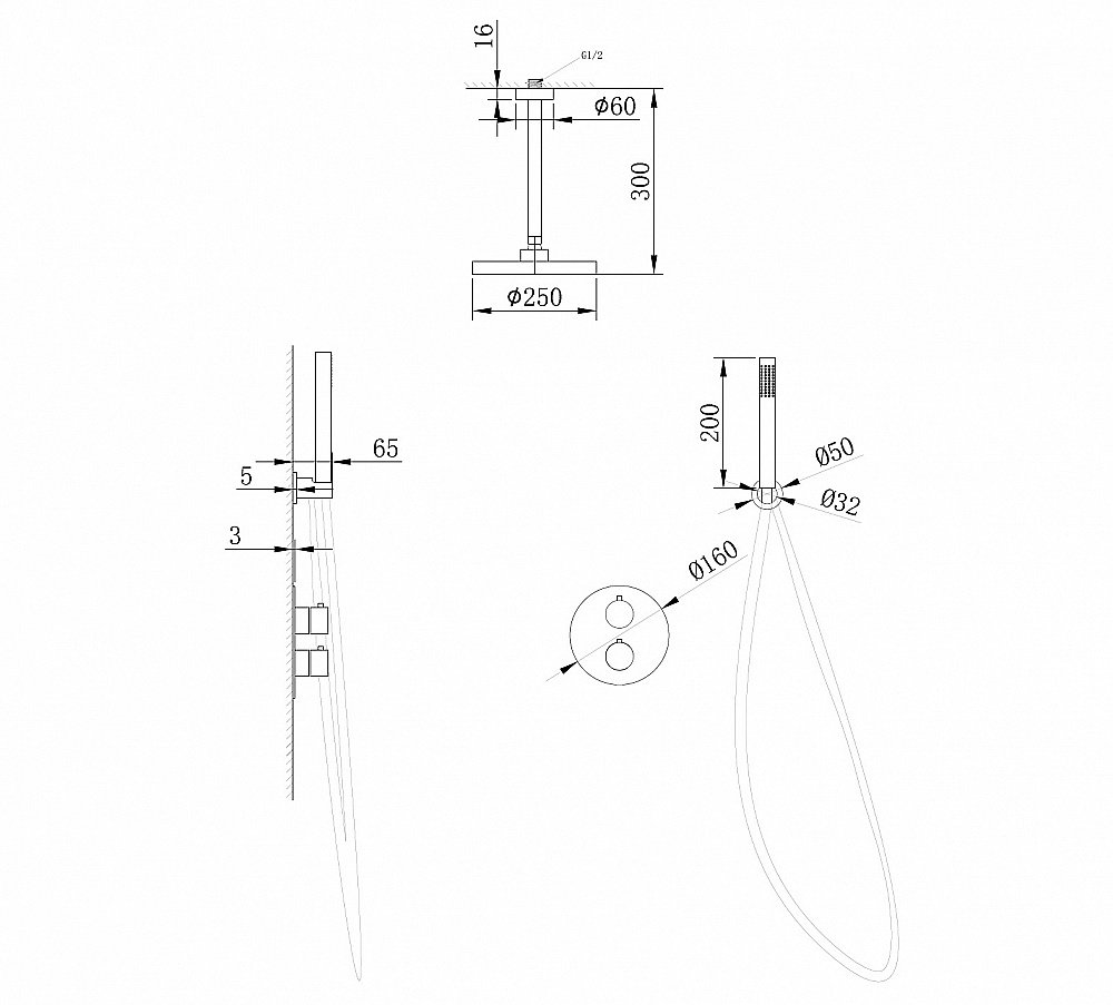 Душевая система ABBER Wasser Kreis AF8121B черная матовая купить в интернет-магазине сантехники Sanbest