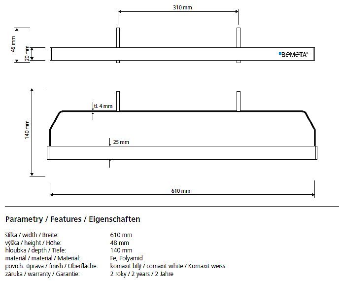 Держатель полотенец на радиатор белый Bemeta Rawell 101204164 купить в интернет-магазине сантехники Sanbest