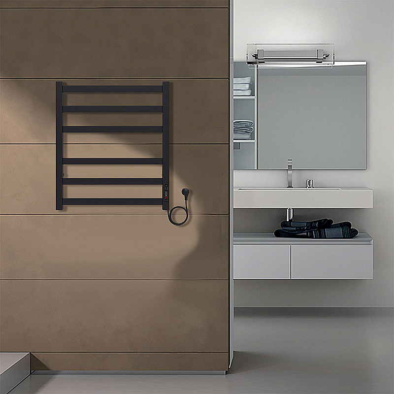 Полотенцесушитель электрический Azario PALERMO П6 500х600 AZ83856B черный купить в интернет-магазине сантехники Sanbest