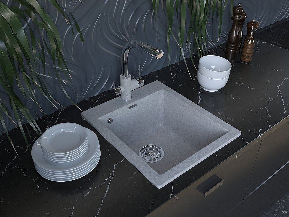 Мойка кухонная Paulmark Leer PM104249-DG Серая купить в интернет-магазине сантехники Sanbest