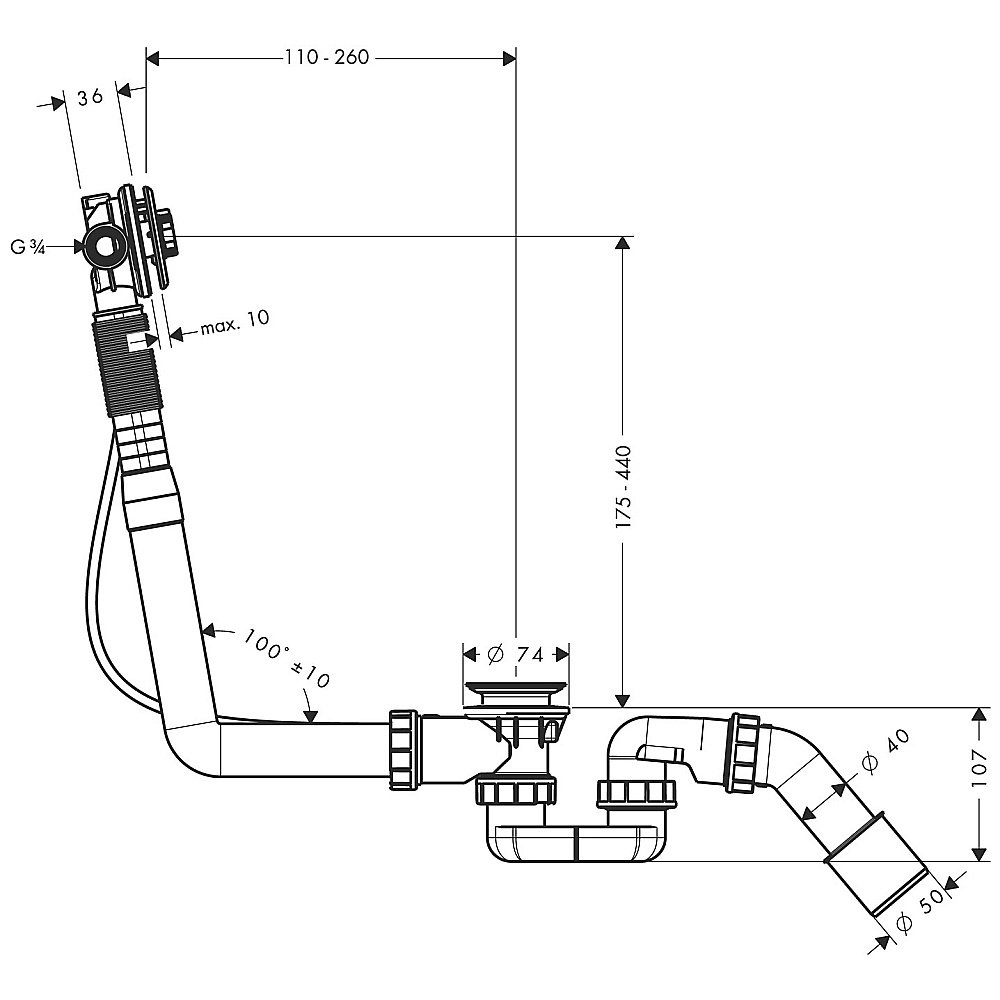 Слив-перелив Hansgrohe Exafill S 58115180 купить в интернет-магазине сантехники Sanbest