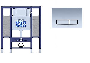 Инсталляция для унитаза Aquatek INS-0000015 с кнопкой KDI-0000024 хром матовый купить в интернет-магазине сантехники Sanbest