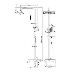 Душевая система Grossman Pragma 500.K35.03.210 черный матовый купить в интернет-магазине сантехники Sanbest