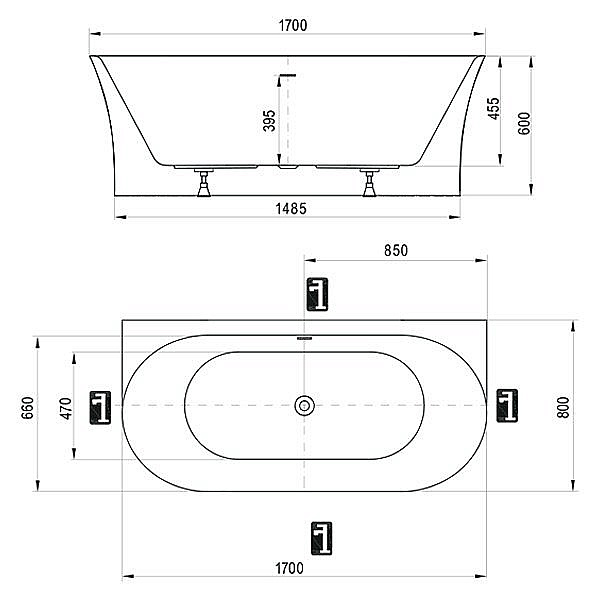 Ванна акриловая Ravak Freedom D XC00D00051 170x80 белый купить в интернет-магазине Sanbest