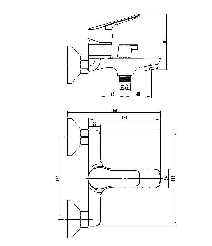 Смеситель для ванны Rush Samui SA0930-44 хром купить в интернет-магазине сантехники Sanbest