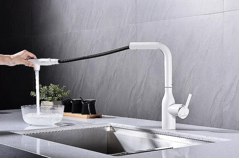 Смеситель для кухни Paulmark Viper Vi213105-WH белый матовый купить в интернет-магазине сантехники Sanbest