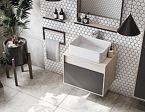 Тумба с раковиной Акватон Лофт Урбан 80 графит\орегон для ванной в интернет-магазине Sanbest