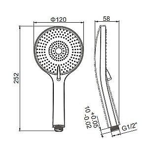 Душевая лейка Caprigo Parts 98-501-NER черная матовая купить в интернет-магазине сантехники Sanbest