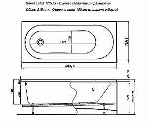 Акриловая ванна Aquanet Lotos 170x75 с каркасом купить в интернет-магазине Sanbest