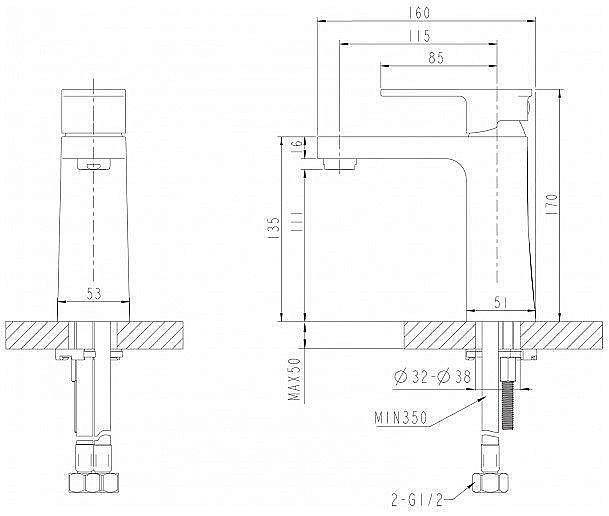 Смеситель для раковины Bravat RIFFLE F172106C купить в интернет-магазине сантехники Sanbest