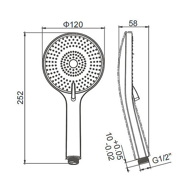 Душевая лейка Caprigo Parts 98-501-NER черная матовая купить в интернет-магазине сантехники Sanbest