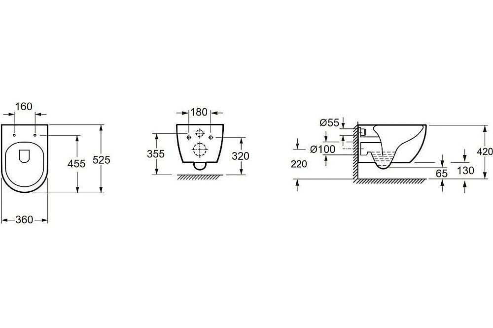 Унитаз подвесной Art&Max TORINO AM823-V/SC белый, с сиденьем микролифт, безободковый купить в интернет-магазине Sanbest