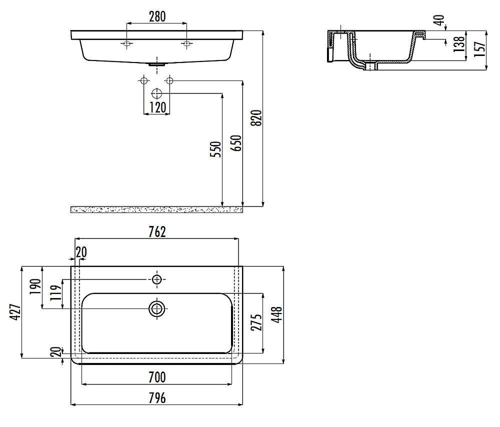Раковина Creavit Ipek 79,6 IP080-0000 белая купить в интернет-магазине Sanbest