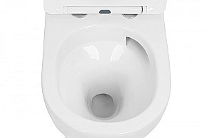 Унитаз подвесной Abber Bequem AC1100T-AC0105-AC0120NG белый, безободковый, с инсталляцией, с крышкой микролифт, слив-торнадо, с кнопкой никель купить в интернет-магазине Sanbest