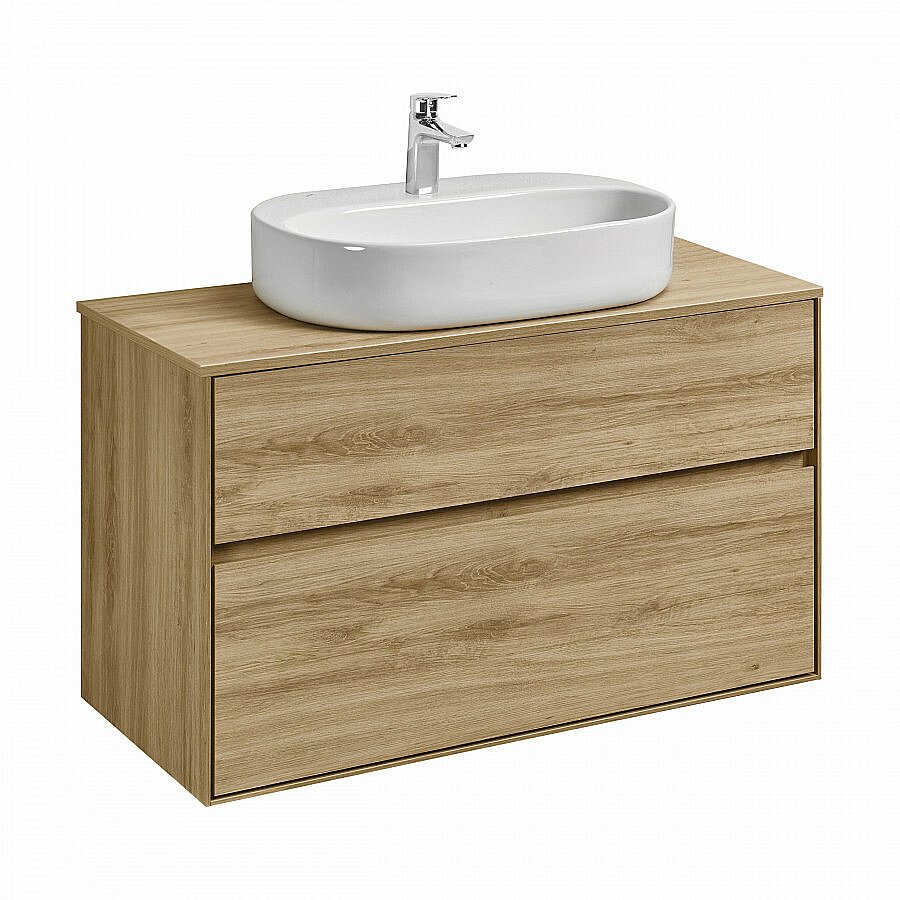 Тумба со столешницей Акватон Либерти 100 дуб эльвезия для ванной в интернет-магазине Sanbest