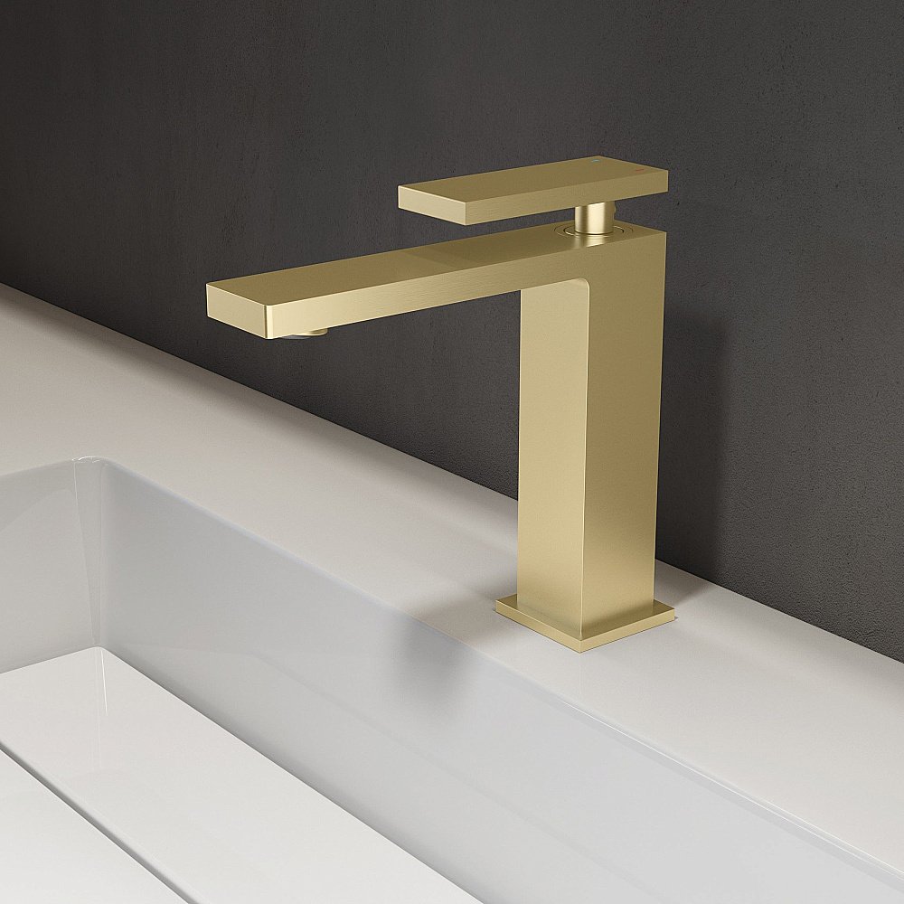 Смеситель для раковины Vincea Dice VBF-2DS1BG брашированное золото купить в интернет-магазине сантехники Sanbest