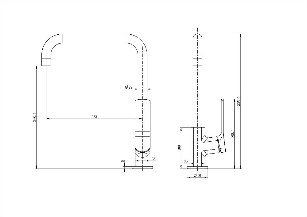 Смеситель для кухни WONZON & WOGHAND WW-L1006-CR хром купить в интернет-магазине сантехники Sanbest