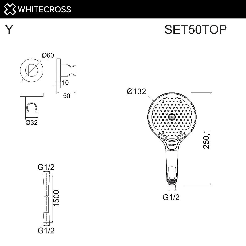 Душевой гарнитур WhiteCross SET50TOPCR хром купить в интернет-магазине сантехники Sanbest