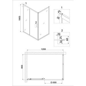 Душевой уголок Niagara Nova NG-82-12AB-A80B 120x80 купить в интернет-магазине Sanbest