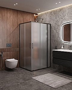 Душевой уголок Cezares Molveno 110x90 AH-21-90+20-P-GM стекло рифленое/профиль матовая оружейная сталь купить в интернет-магазине Sanbest