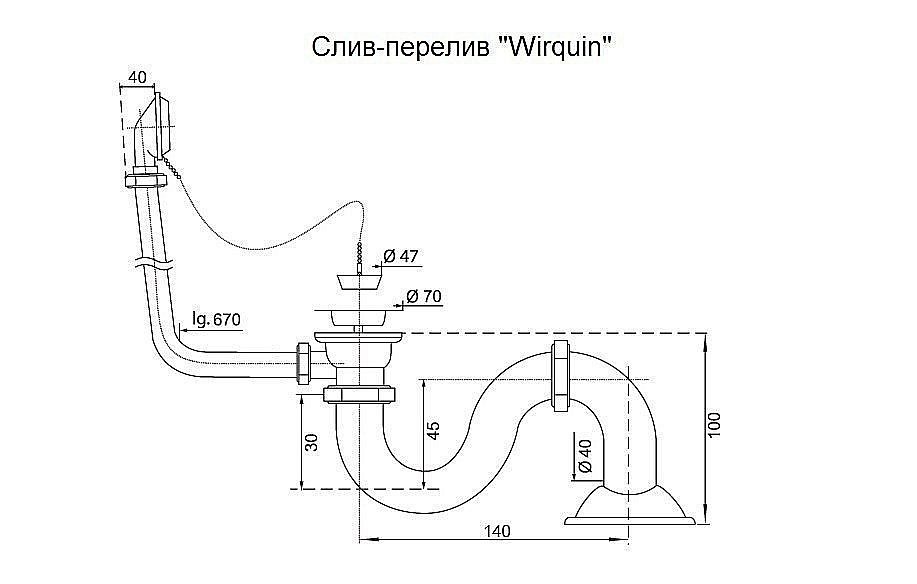 Слив-перелив для ванны Эстет Wirquin М ФР-00002135 бронза купить в интернет-магазине сантехники Sanbest