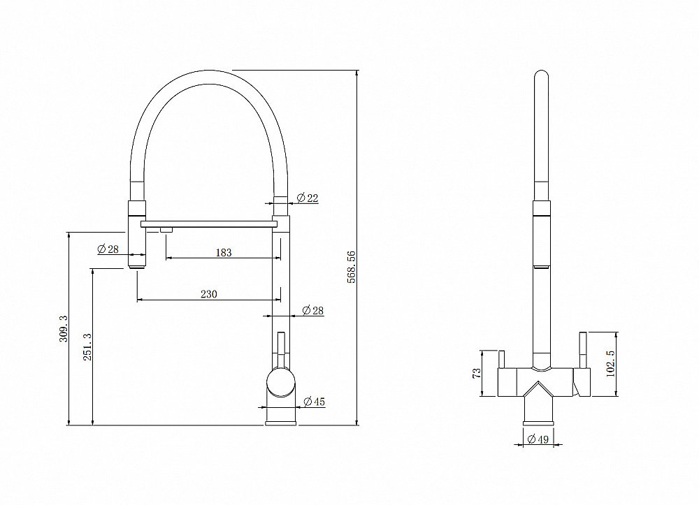 Смеситель для кухни Abber WASSER KREIS AF81141B черный матовый купить в интернет-магазине сантехники Sanbest