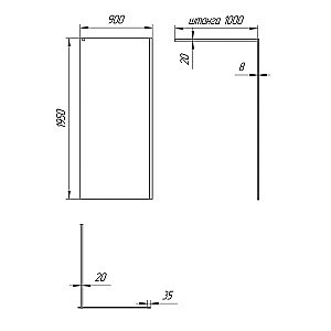 Душевое ограждение PAINI WalkIN90C 90 стекло прозрачное/профиль черный купить в интернет-магазине Sanbest