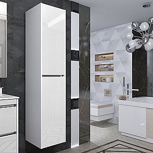 Пенал Опадирис Фреш 35 белый (белое стекло) для ванной в интернет-магазине сантехники Sanbest