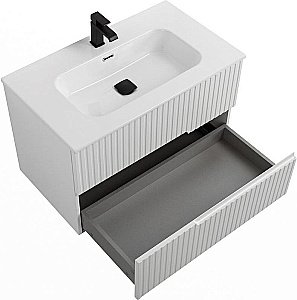 Тумба с раковиной Cezares DUET-N 90 DUET-N-900-2C-SO-BL белая глянцевая для ванной в интернет-магазине Sanbest