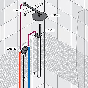 Душевая система PAINI Viva Style P4YOSET26911SH черная матовая купить в интернет-магазине сантехники Sanbest