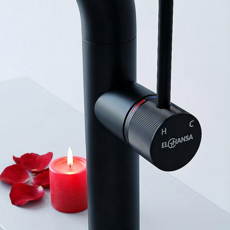 Смеситель для раковины Elghansa RADIANT XQ 1647181-Black черный матовый купить в интернет-магазине сантехники Sanbest