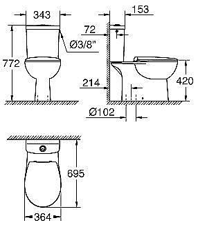 Унитаз-компакт Grohe Bau Ceramic 39346000 безободковый, с бачком, с крышкой микролифт купить в интернет-магазине Sanbest