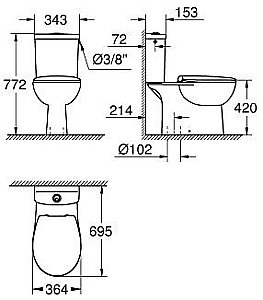 Унитаз-компакт Grohe Bau Ceramic 39346000 безободковый, с бачком, с крышкой микролифт купить в интернет-магазине Sanbest
