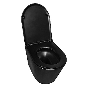 Унитаз подвесной Azario Teramo AZ-0053-UQ3-MB черный матовый, безободковый, с крышкой микролифт, слив торнадо купить в интернет-магазине Sanbest