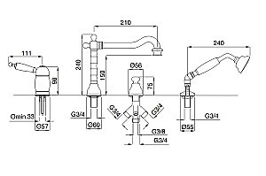 Смеситель для ванны Migliore Oxford ML.OXF-6355.BI хром купить в интернет-магазине сантехники Sanbest