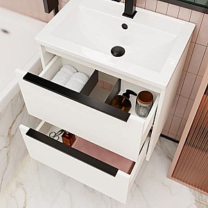 Тумба с раковиной La Fenice Tesoro 60 FNC-01-TES-PB-60-2 платиновый белый для ванной в интернет-магазине Sanbest